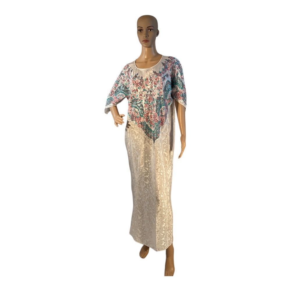 Cypress Women's Flower White Bohemian Print Tunic Two Pocket Dress Size One Size